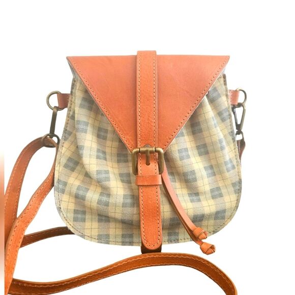 Sundance Olive Green Suede Plaid Leather Crossbody Bag - Picture 1 of 8